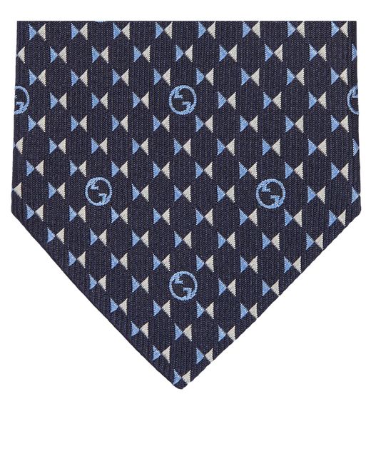 Gucci Blue Round Interlocking G Silk Tie for men