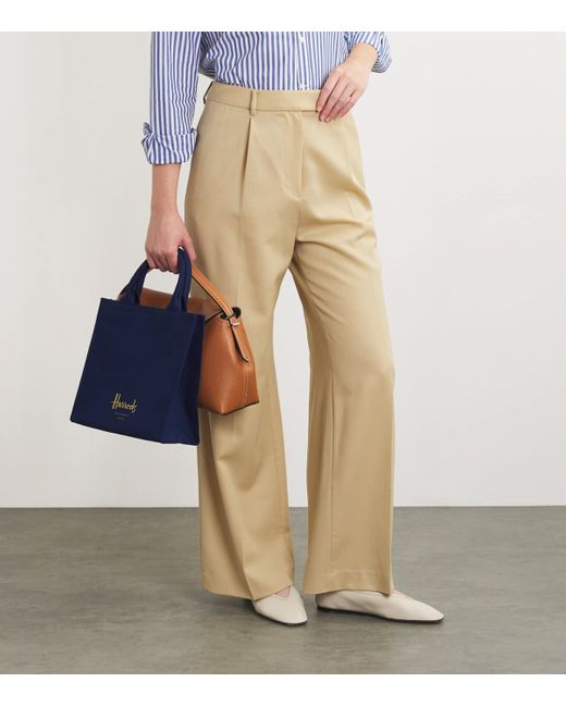 Harrods Blue Small Cotton Logo Tote Bag