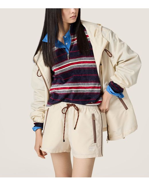 Miu Miu Natural Technical Drawstring Shorts