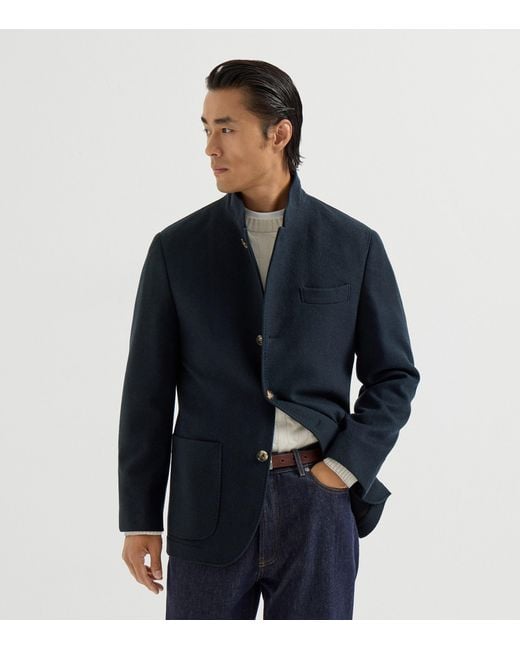 Brunello Cucinelli Blue Cashmere Blazer for men