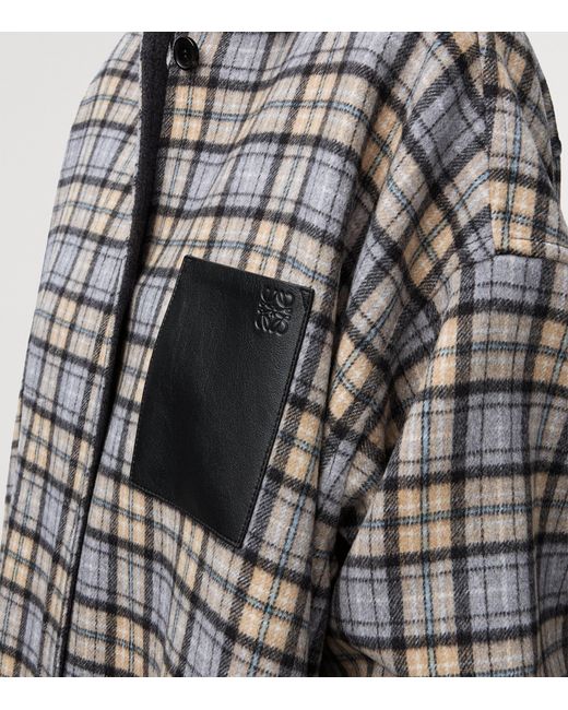 Loewe Gray Wool-Cashmere Check Coat