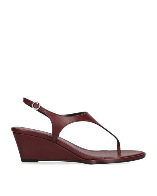 Aeyde Brown Leather Roose Wedge Sandals 55
