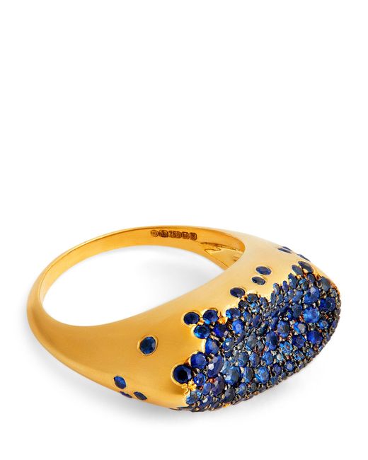 Nada Ghazal Blue Yellow Gold And Sapphire Malak Marquise Ring