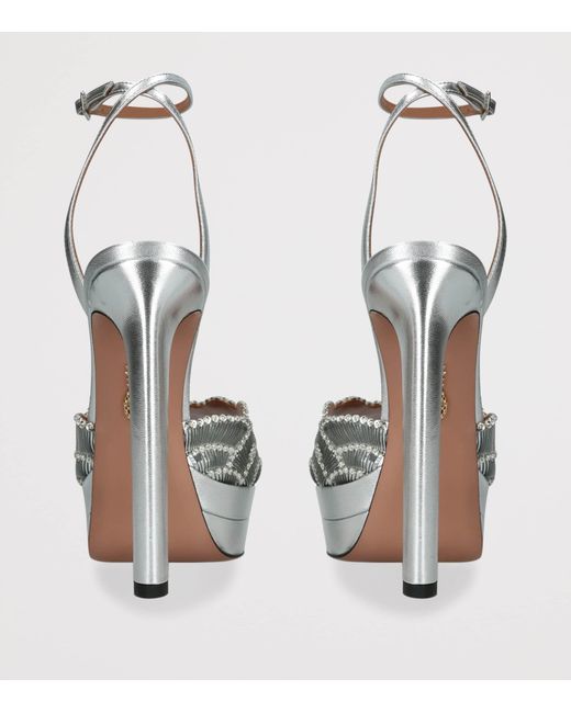 Aquazzura White Leather Ce Soir Heeled Sandals 130