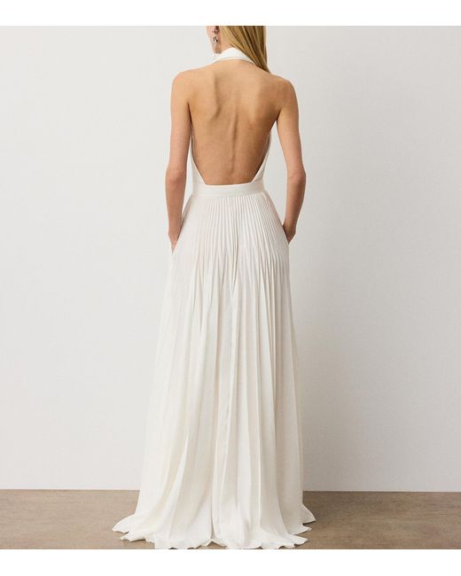 Ralph Lauren White Pleated Eldred Maxi Dress