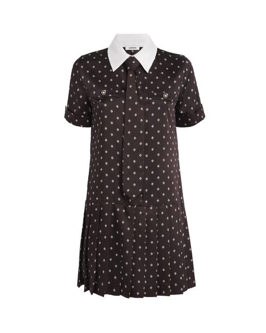 Sandro Black Satin Printed Mini Dress