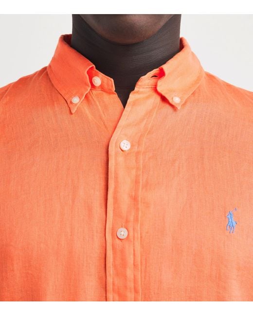 Polo Ralph Lauren Orange Linen Custom-Fit Polo Pony Shirt for men