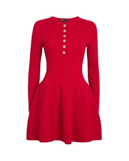 Maje Red Knitted Mini Dress