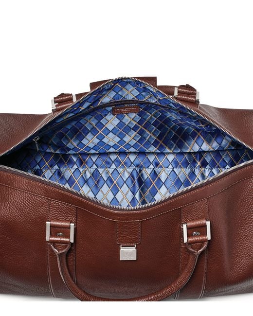 Aspinal Brown Leather Boston Holdall for men