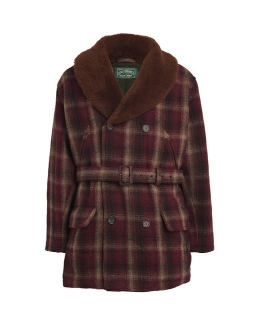 Polo Ralph Lauren Brown Plaid Shearling-Collar Ranch Jacket for men