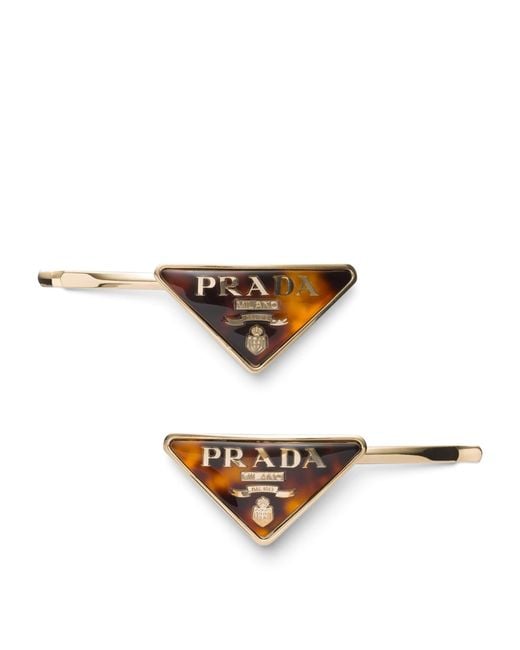 Prada White Triangle Hair Clips