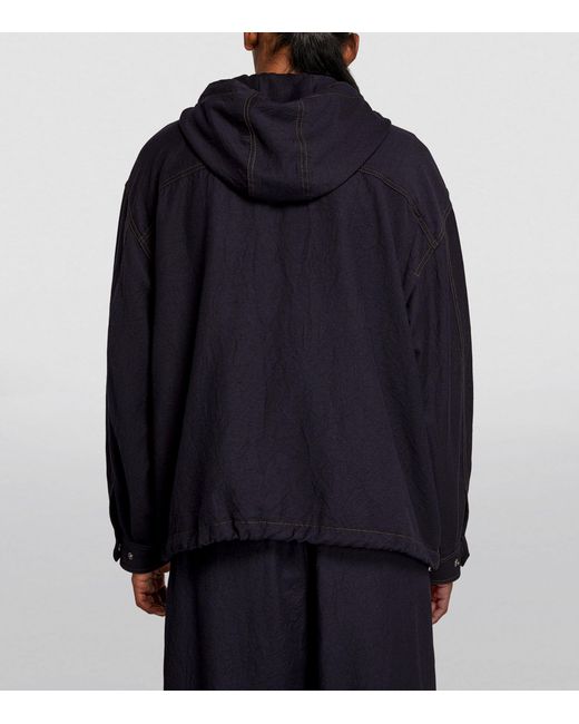 Giorgio Armani Blue Virgin Wool Zip-up Hoodie for men
