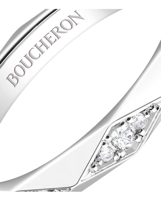 Boucheron Metallic Platinum And Diamond Facette Wedding Band