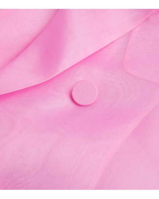 Max Mara Pink Silk Organza Double-breasted Negrar Blazer