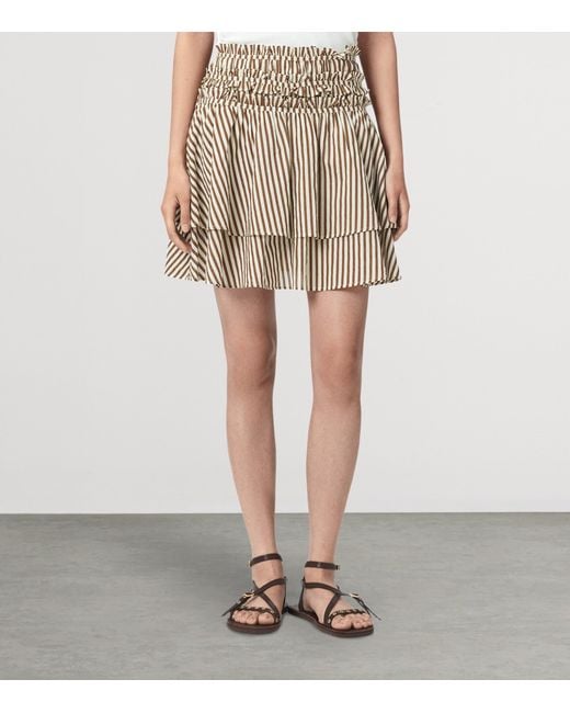AllSaints Natural Cotton Stripe Kali Mini Skirt