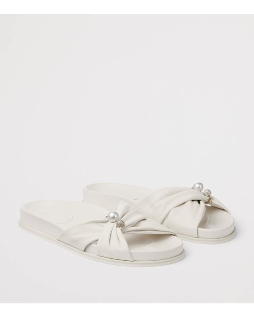 Jimmy Choo White Rafi Leather Flat Sandals