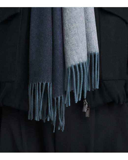 Johnstons Blue Cashmere Ombré Scarf for men