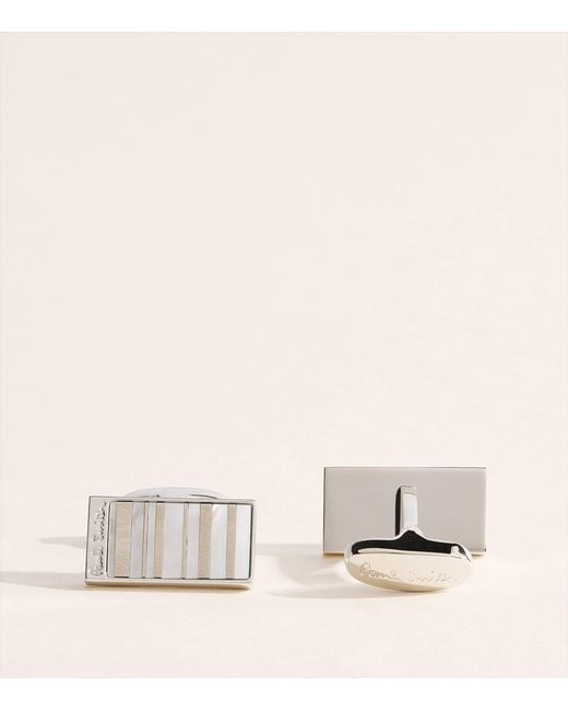 Paul Smith Natural Mother-Of-Pearl Stripe Cufflinks for men