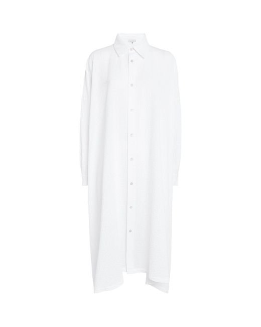 Eskandar White Cotton Gingham A-line Shirt