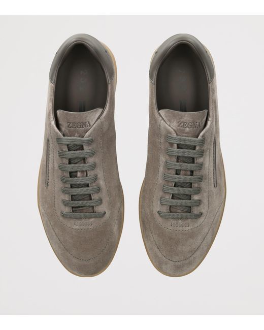 Zegna Gray Suede 232 Sneakers for men