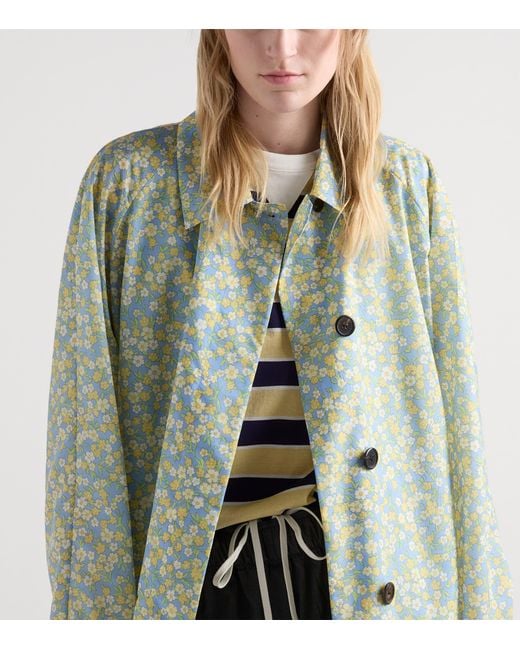Prada Blue Re-Nylon Floral Print Raincoat