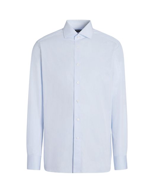 Zegna Blue Centoventimila Cotton Micro-stripe Shirt for men