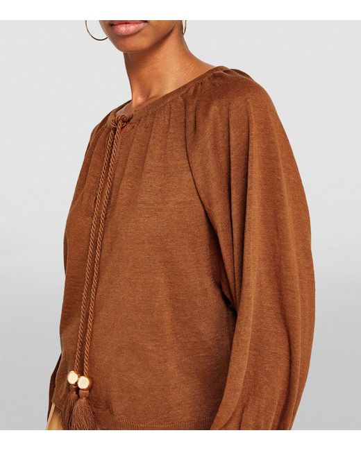 Max Mara Brown Linen Quirite Sweater Blouse