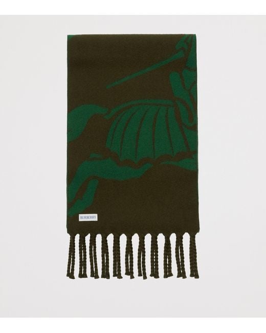 Burberry Green Wool Reversible Ekd Scarf