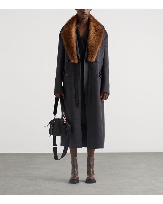 Prada Blue Wool-Cashmere Double-Breasted Coat