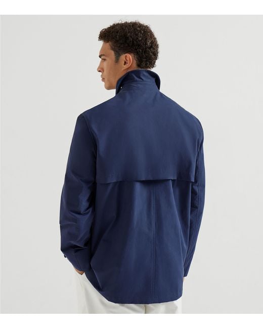 Brunello Cucinelli Blue Cotton-Blend Water-Resistant Jacket for men
