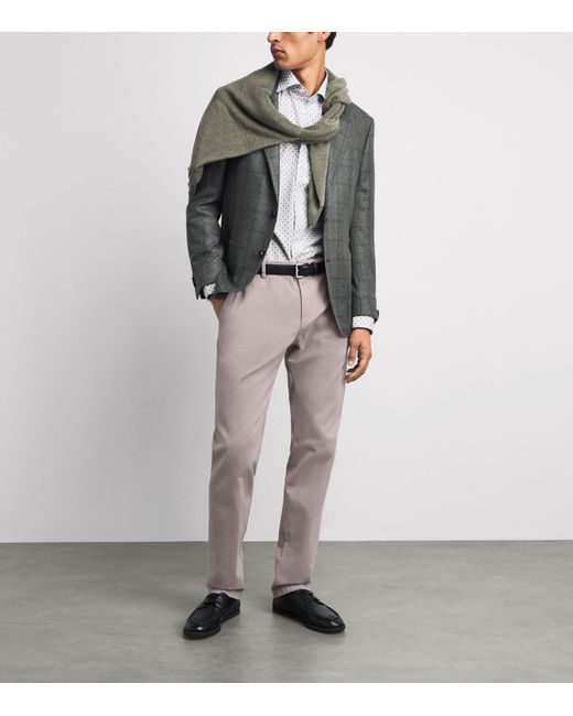 Paul & Shark Gray Cotton-Cashmere Straight Chinos for men