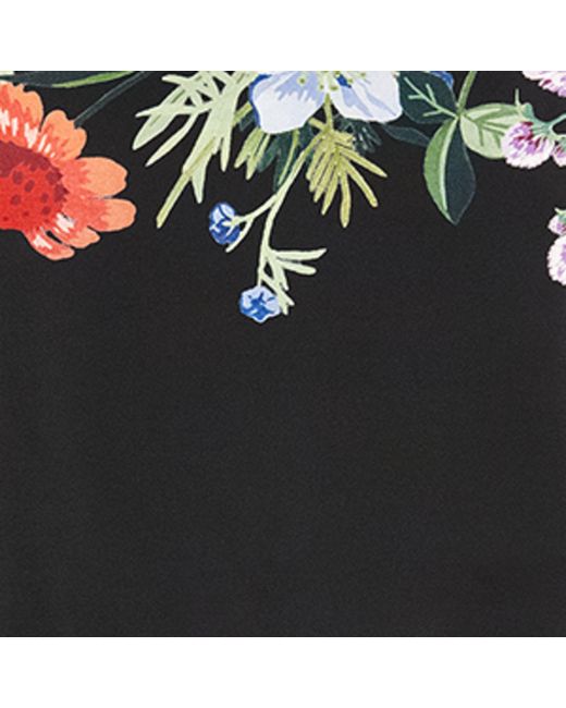 Max Mara Black Silk Floral-print Scarf