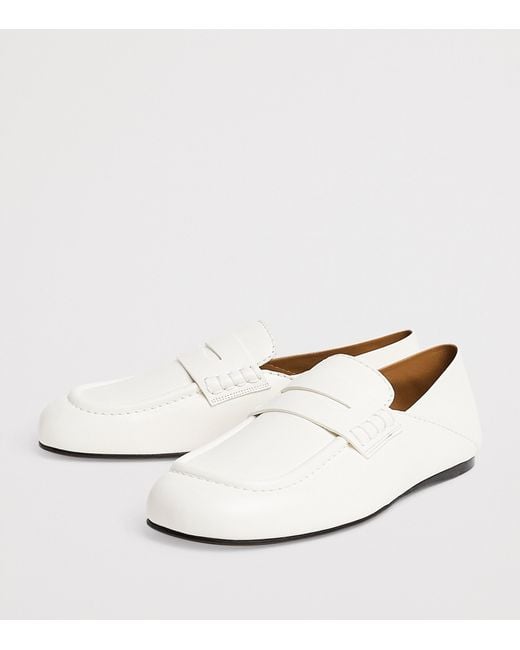 Sandro White Leather Round-Toe Loafers