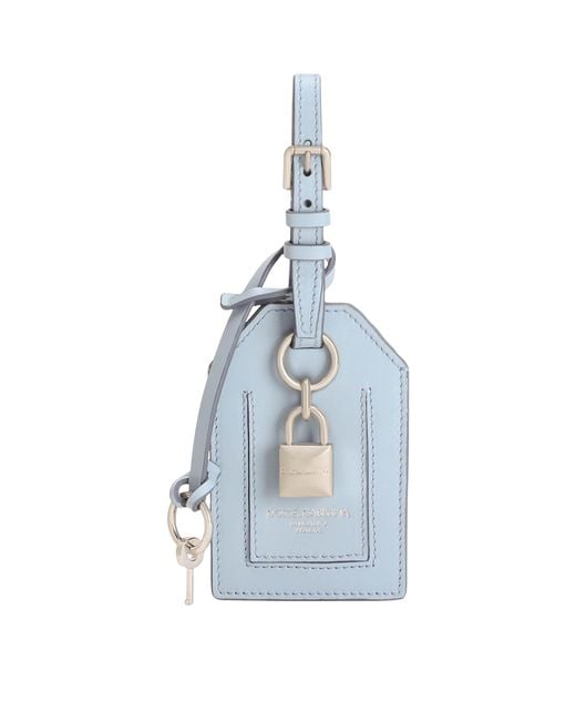 Dolce & Gabbana Blue Calfskin-Lambskin Padlock Id Tag for men