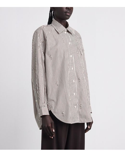 Sandro Gray Cotton Stripe Embellished Shirt