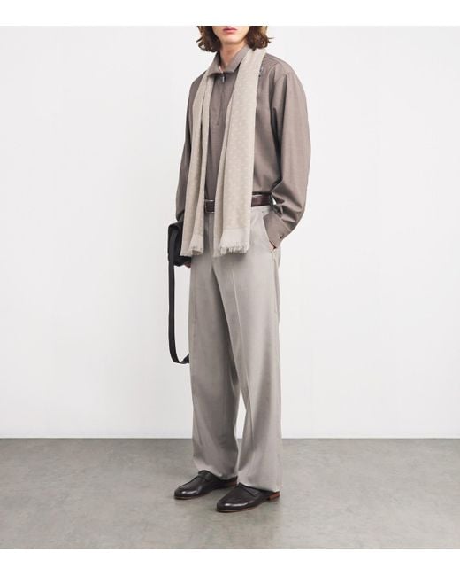 Emporio Armani Natural Cotton-Blend Jacquard Logo Scarf for men