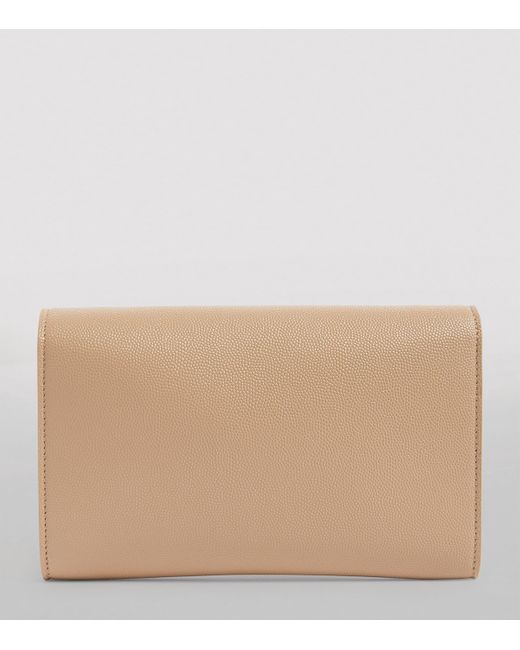 Saint Laurent Natural Small Envelope Monogram Matelassé Leather Shoulder Bag