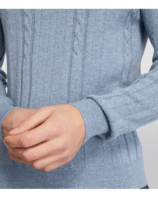 FIORONI CASHMERE Blue Cashmere Cable-knit Sweater for men