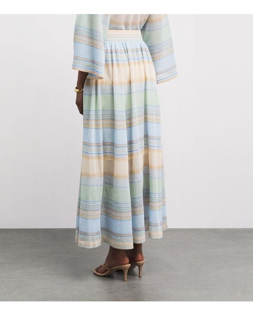 Zimmermann Blue Indra Stripe Maxi Skirt
