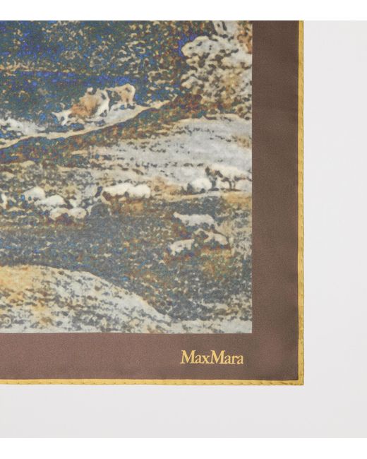 Max Mara Metallic Silk Printed Square Scarf