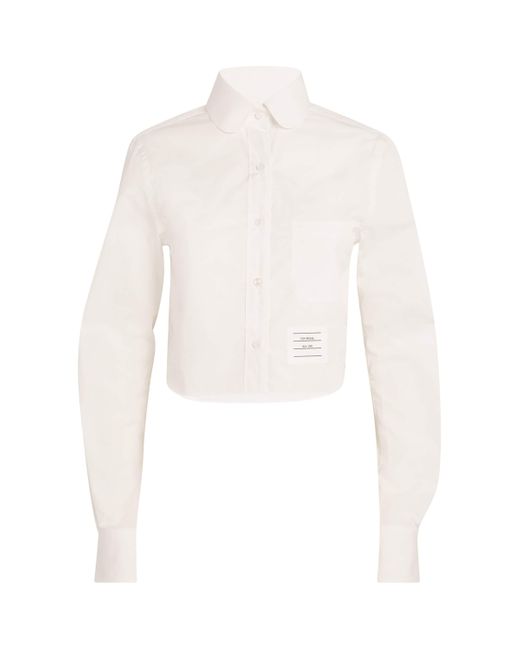 Thom Browne White Cotton Poplin Cropped Shirt