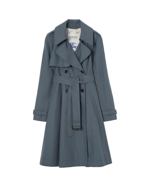 Burberry Blue Long Tropical Gabardine Pembury Trench Coat