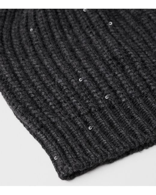 Brunello Cucinelli Black Cashmere-Silk Beanie