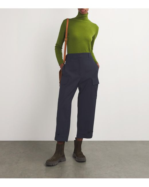 Weekend by Maxmara Blue Cropped Straight Cargo Trousers