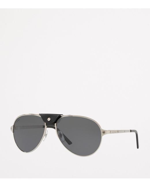 Cartier Gray Santos De Pilot Sunglasses for men