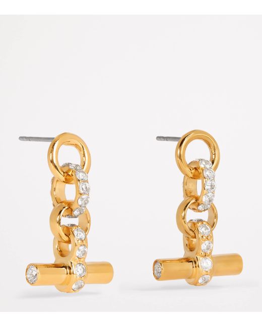 Tilly Sveaas Metallic Plated Crystal T-Bar Earrings
