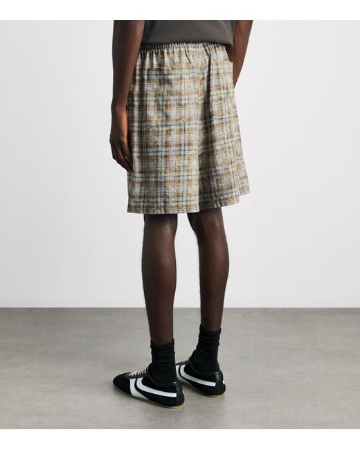 Picante Gray Cotton Bleached Check Rocco Shorts for men