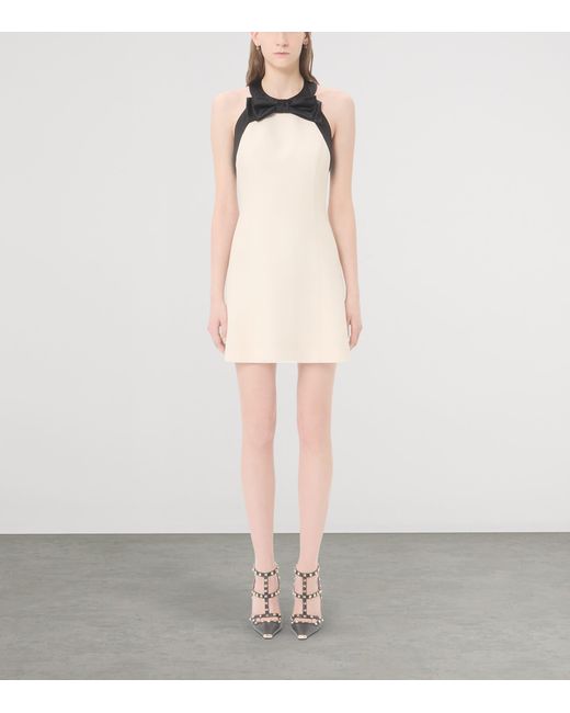 Valentino Natural Wool-Silk Crepe Halterneck Mini Dress