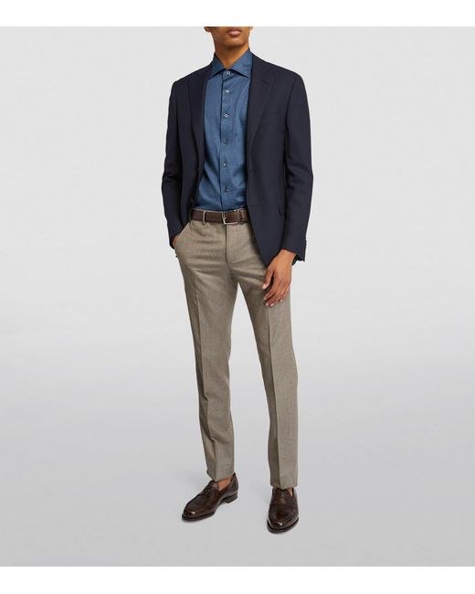 Corneliani Blue Hopsack Wool Blazer for men