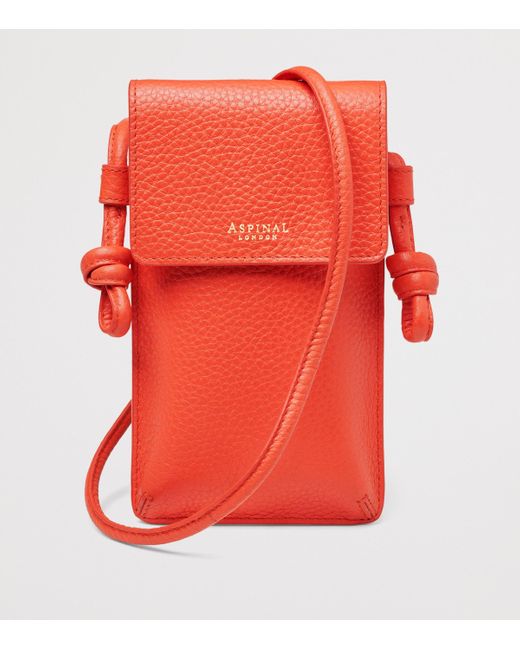 Aspinal Red Leather Ella Phone Pouch